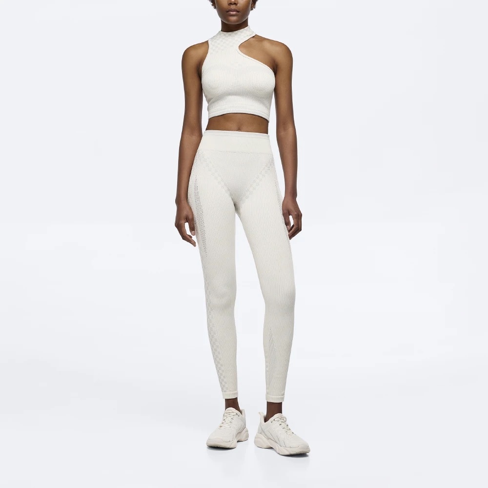 Grey + White One Shoulder Workout Set